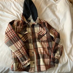 Plaid Hooded Shirt Jacket for Men